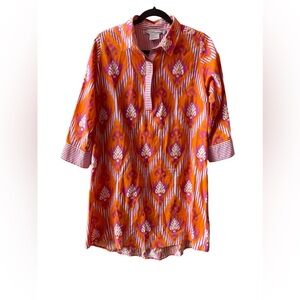 Gretchen Scott Women’s Orange Purple Button Front Shirt Dress Size S
C